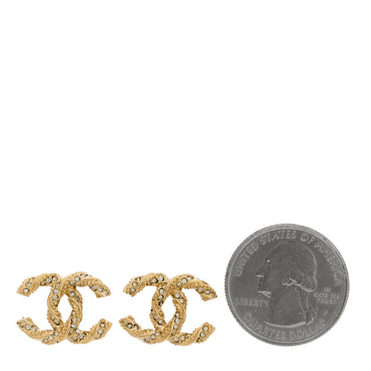 Chanel Crystal Twisted CC Earrings Gold 2 of 5