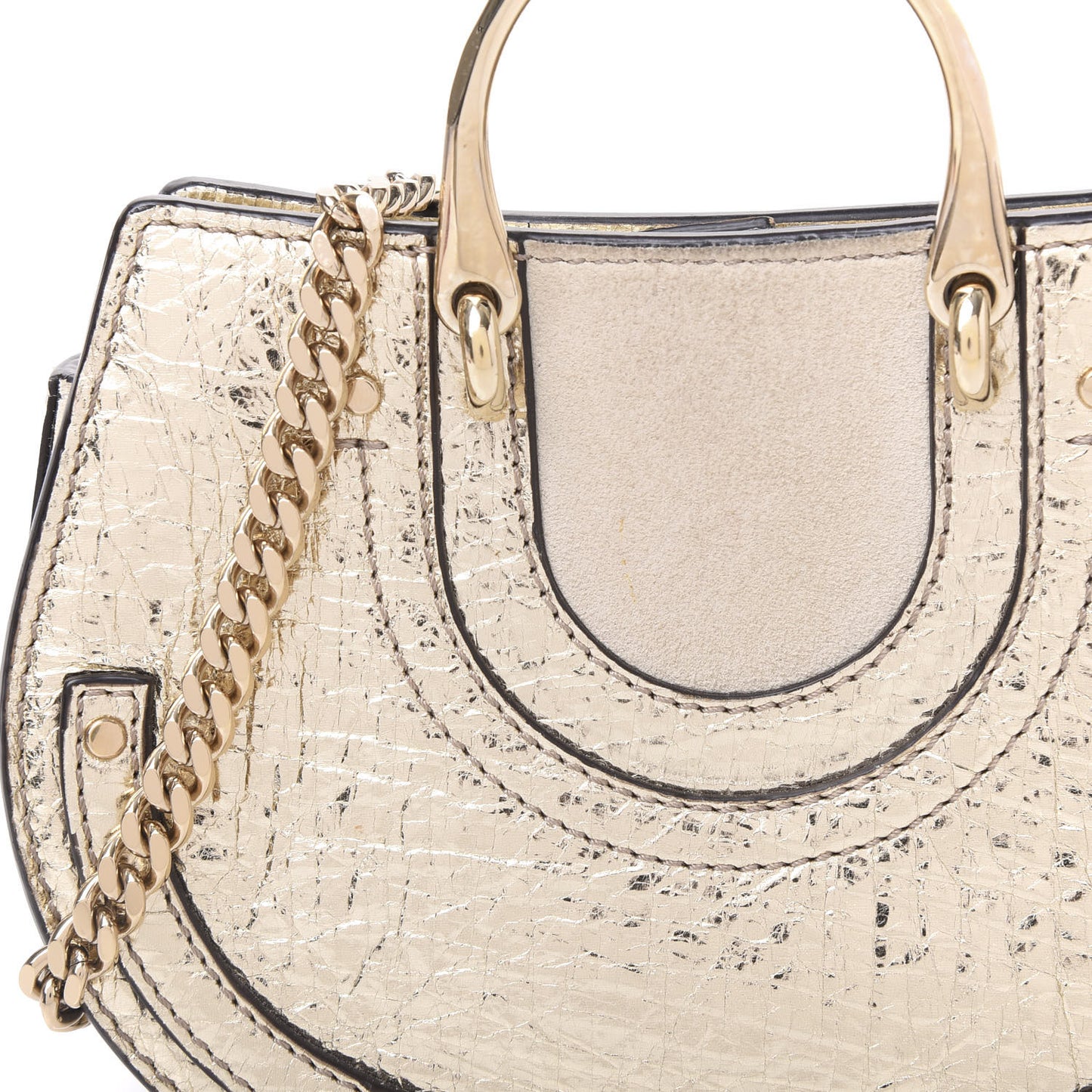 Metallic Calfskin Lambskin Suede Mini Pixie Signature Belt Bag Gold
