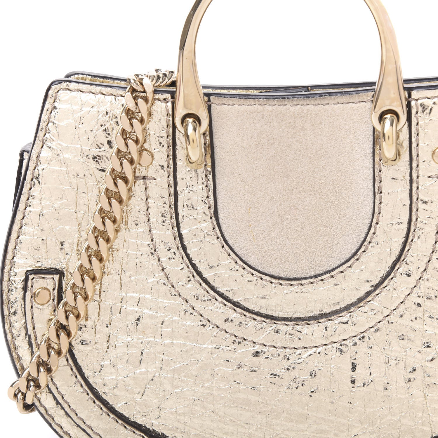 Chloe Metallic Calfskin Lambskin Suede Mini Pixie Signature Belt Bag Gold 10 of 10