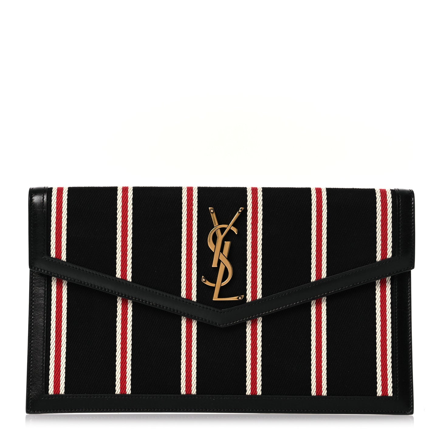 Canvas Striped Uptown Pouch Red Black