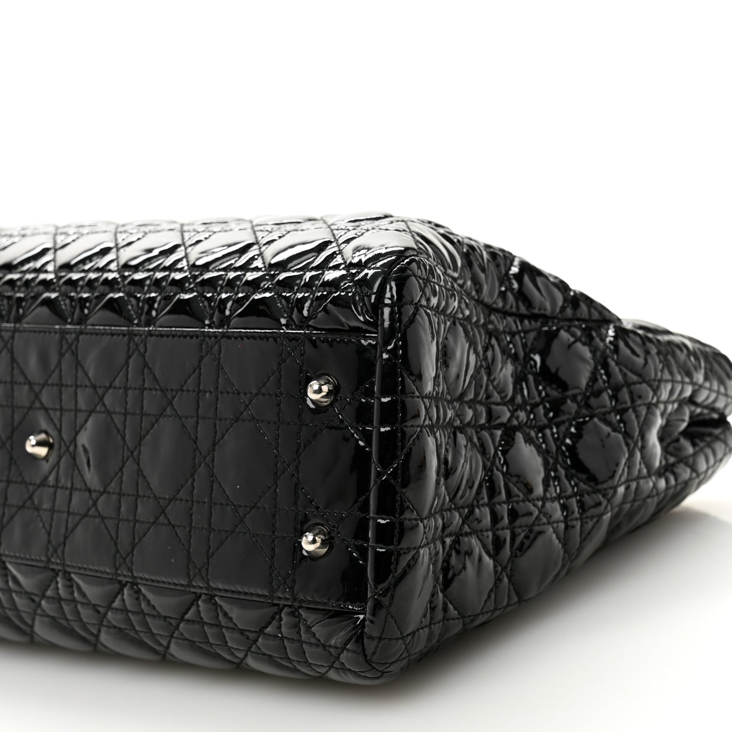 Patent Cannage Large Dior Soft Shopping Tote Black