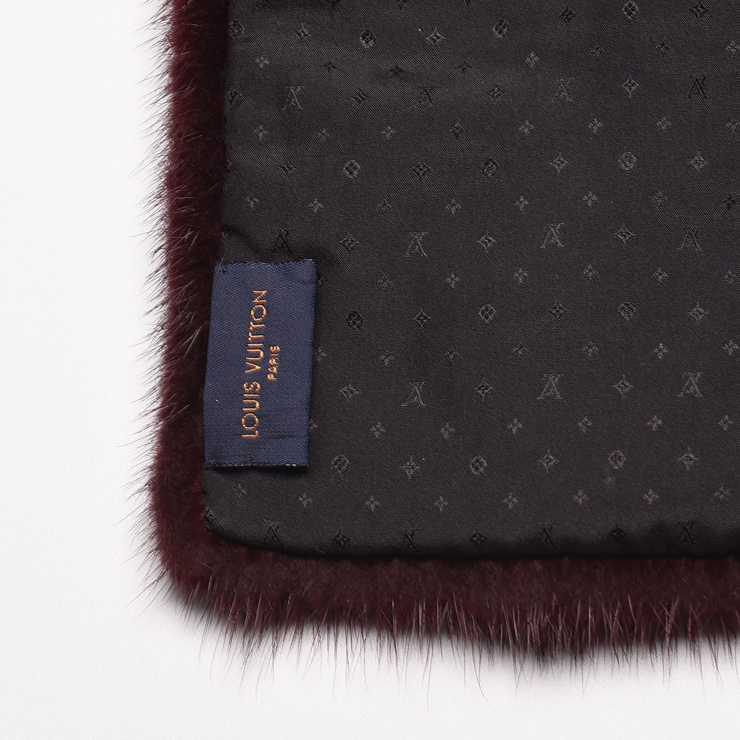 Louis Vuitton Monogram Mink Fur Stole Burgundy 4 of 4