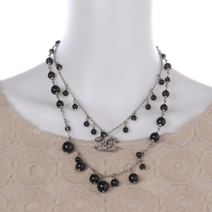 Chanel Short Beaded Double Strand CC Necklace Black 10A 2 of 5