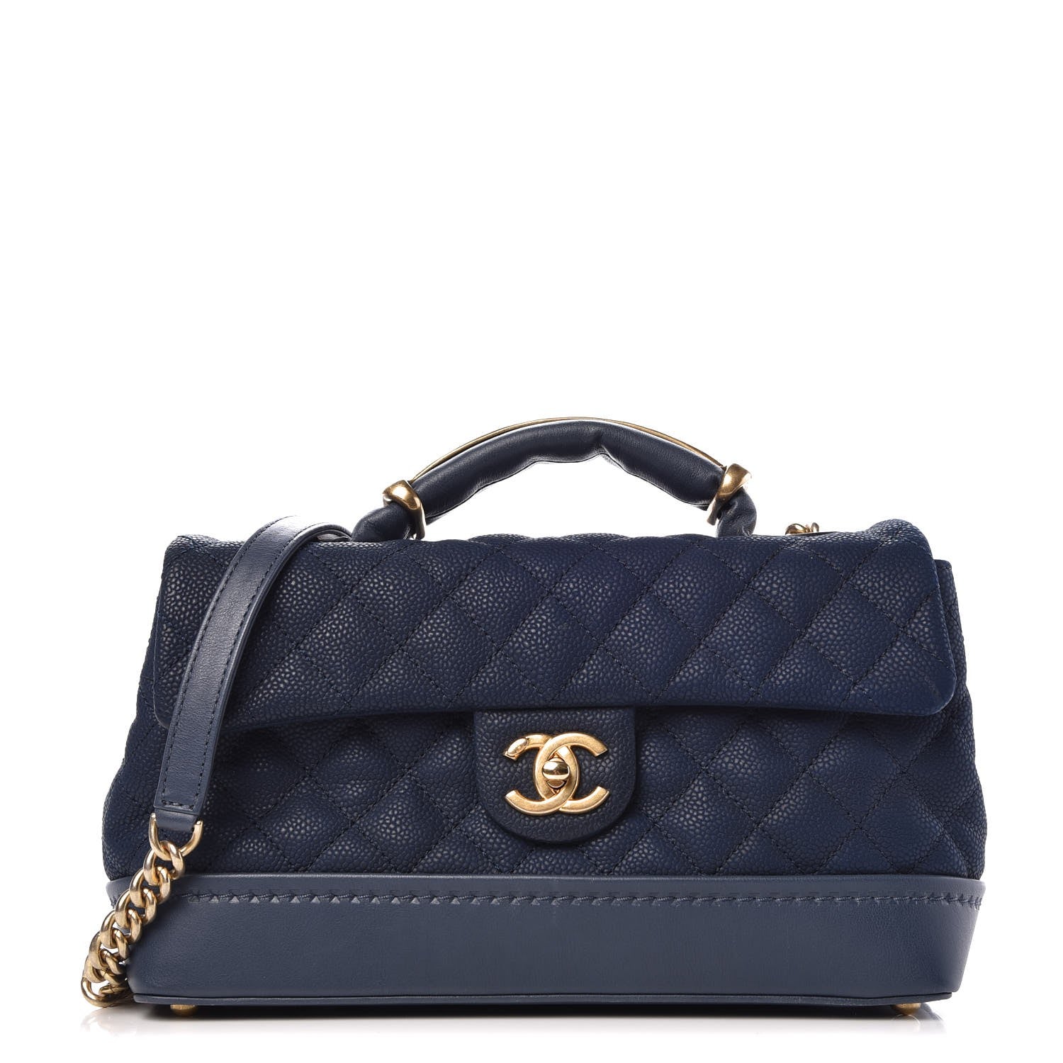 Chanel Iridescent Grained Calfskin Globe Trotter Medium Flap Navy Blue 1 of 8