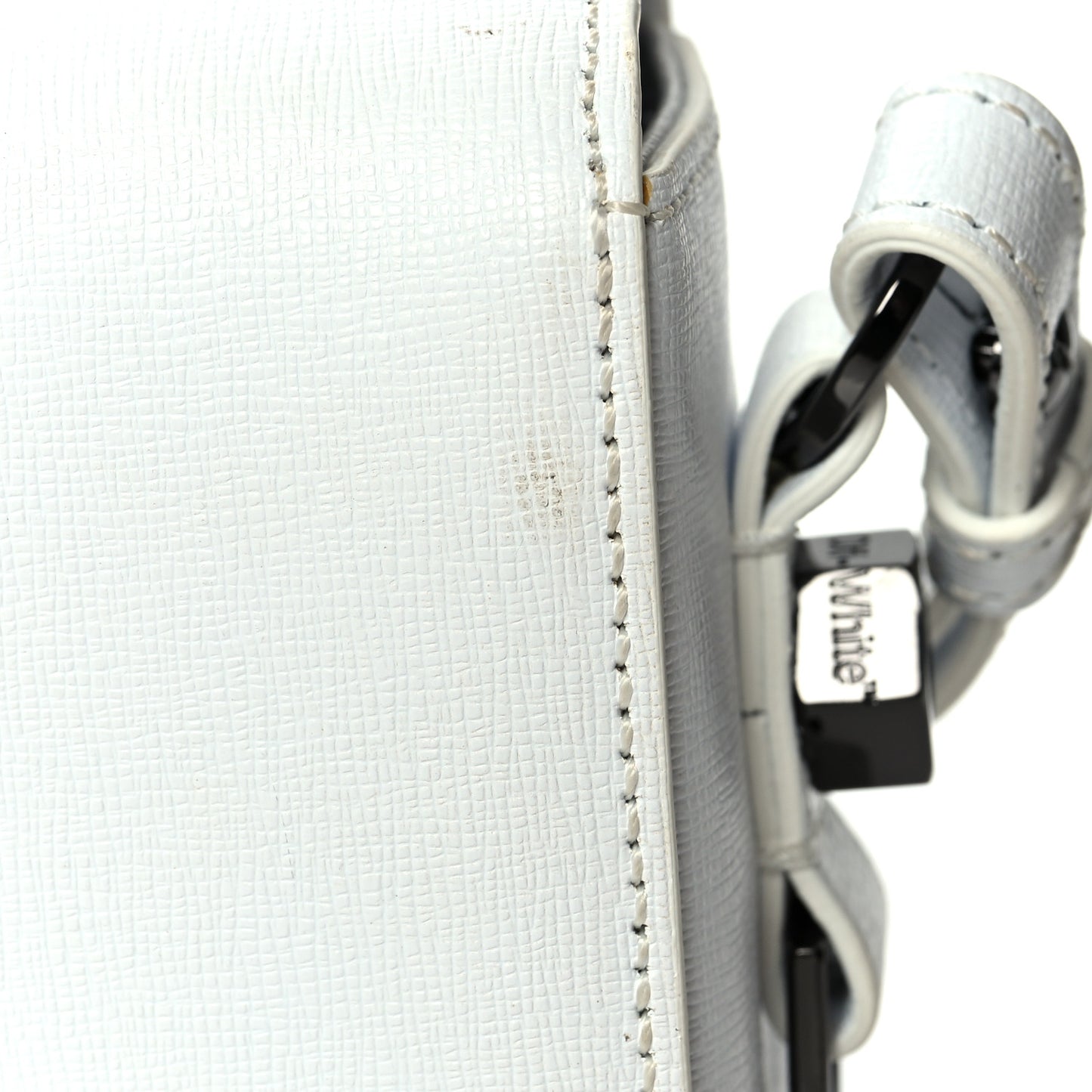 Saffiano Striped Diag Binder Flap Bag White Black