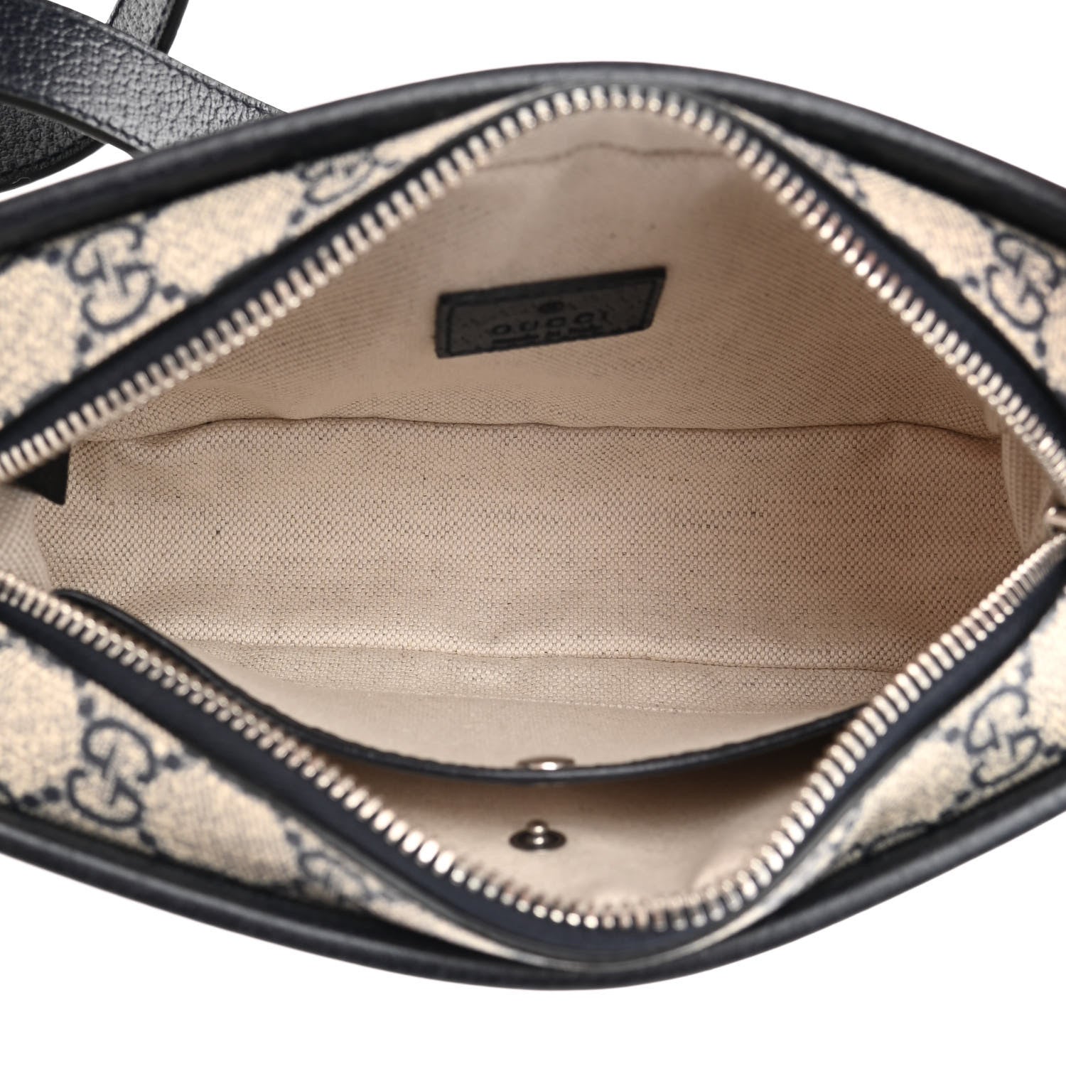 Gucci GG Supreme Monogram Textured Dollar Calfskin Mini Retro Interlocking G Shoulder Bag Beige Blue 5 of 10
