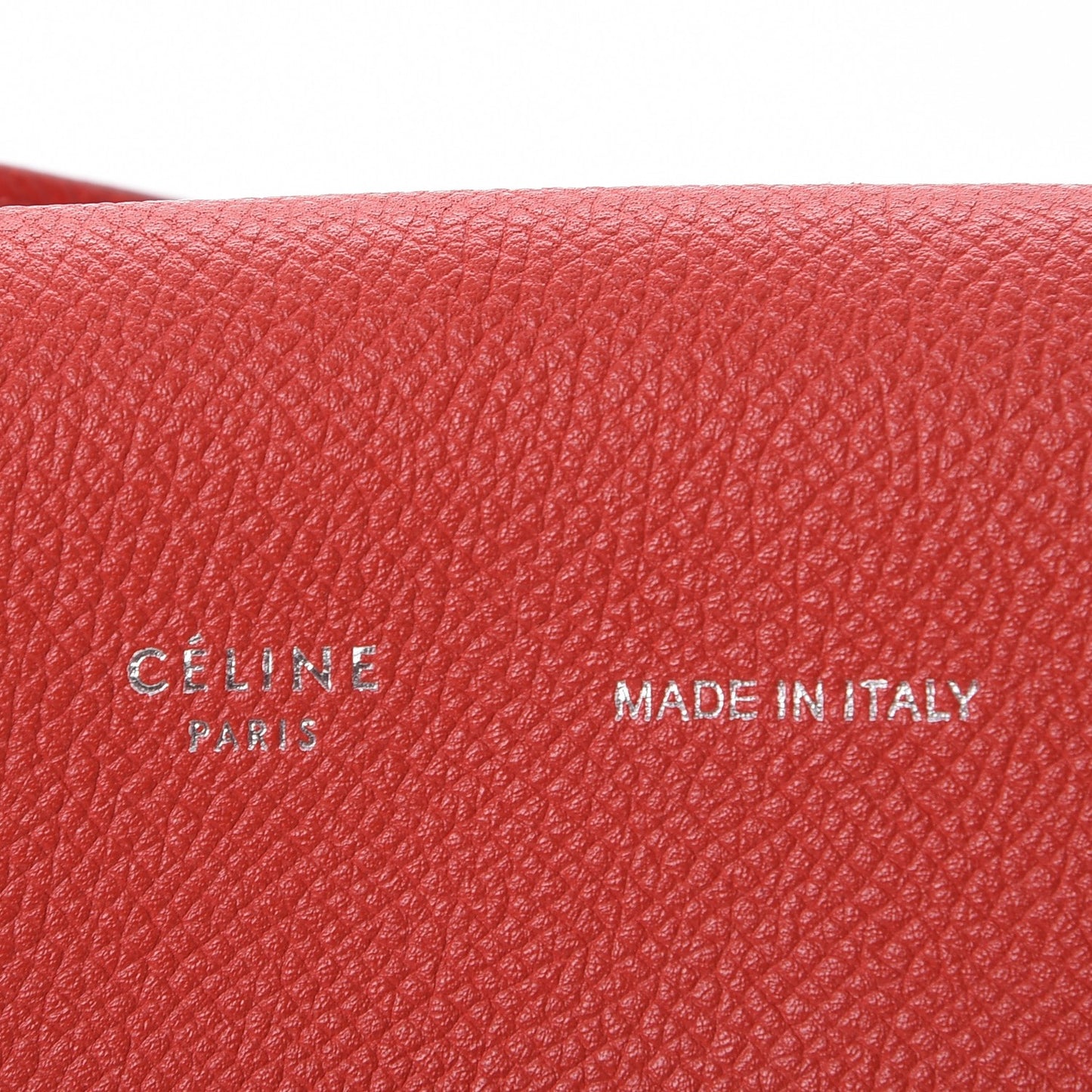 Grained Shiny Calfskin Strap Clutch Scarlet