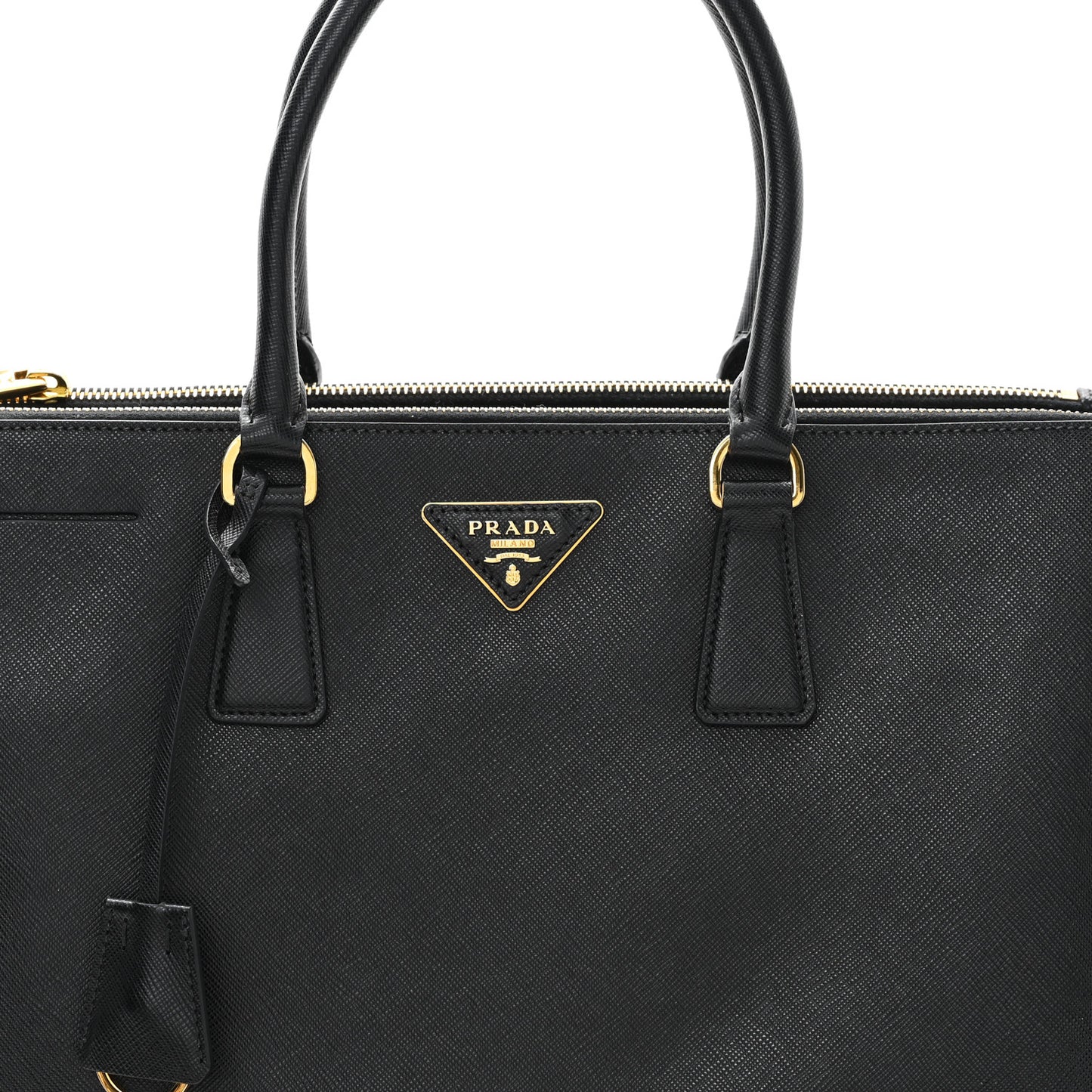 Saffiano Lux Large Galleria Double Zip Tote Black
