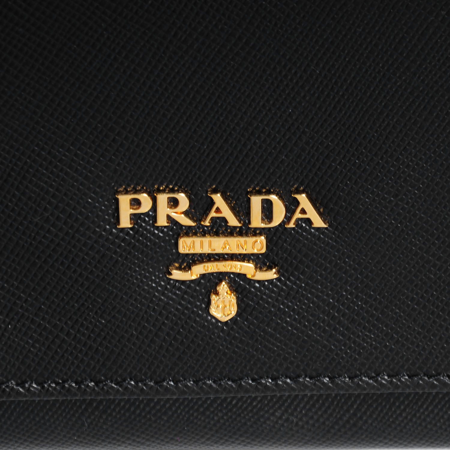 Prada Saffiano Metal Oro Chain Wallet Nero Black 9 of 9