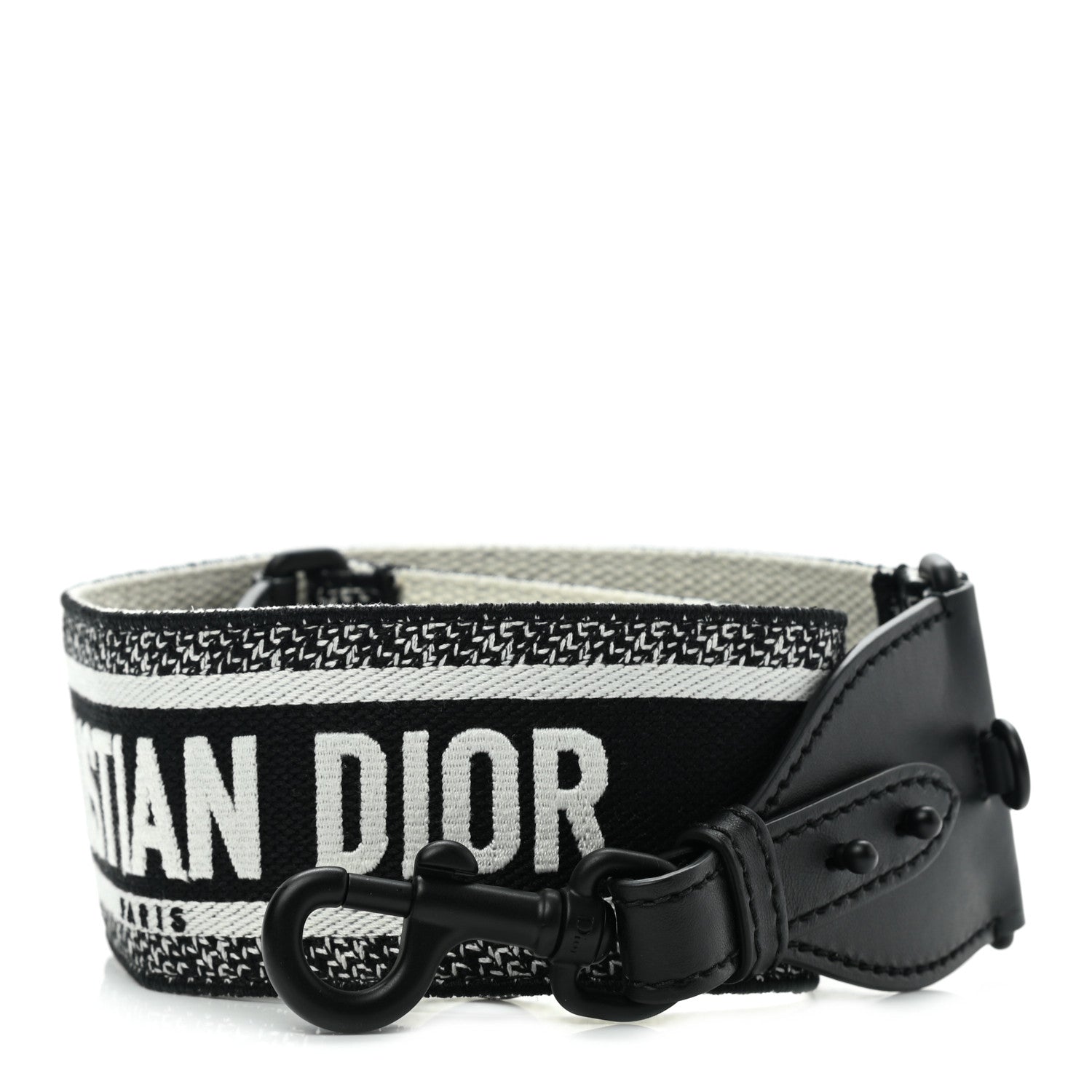 Christian Dior Canvas Embroidered Shoulder Strap Black Ultramatte 1 of 4