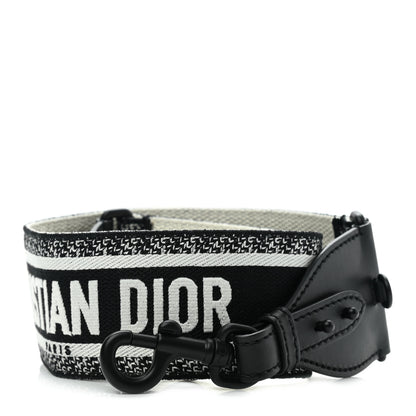 Christian Dior Canvas Embroidered Shoulder Strap Black Ultramatte 1 of 4