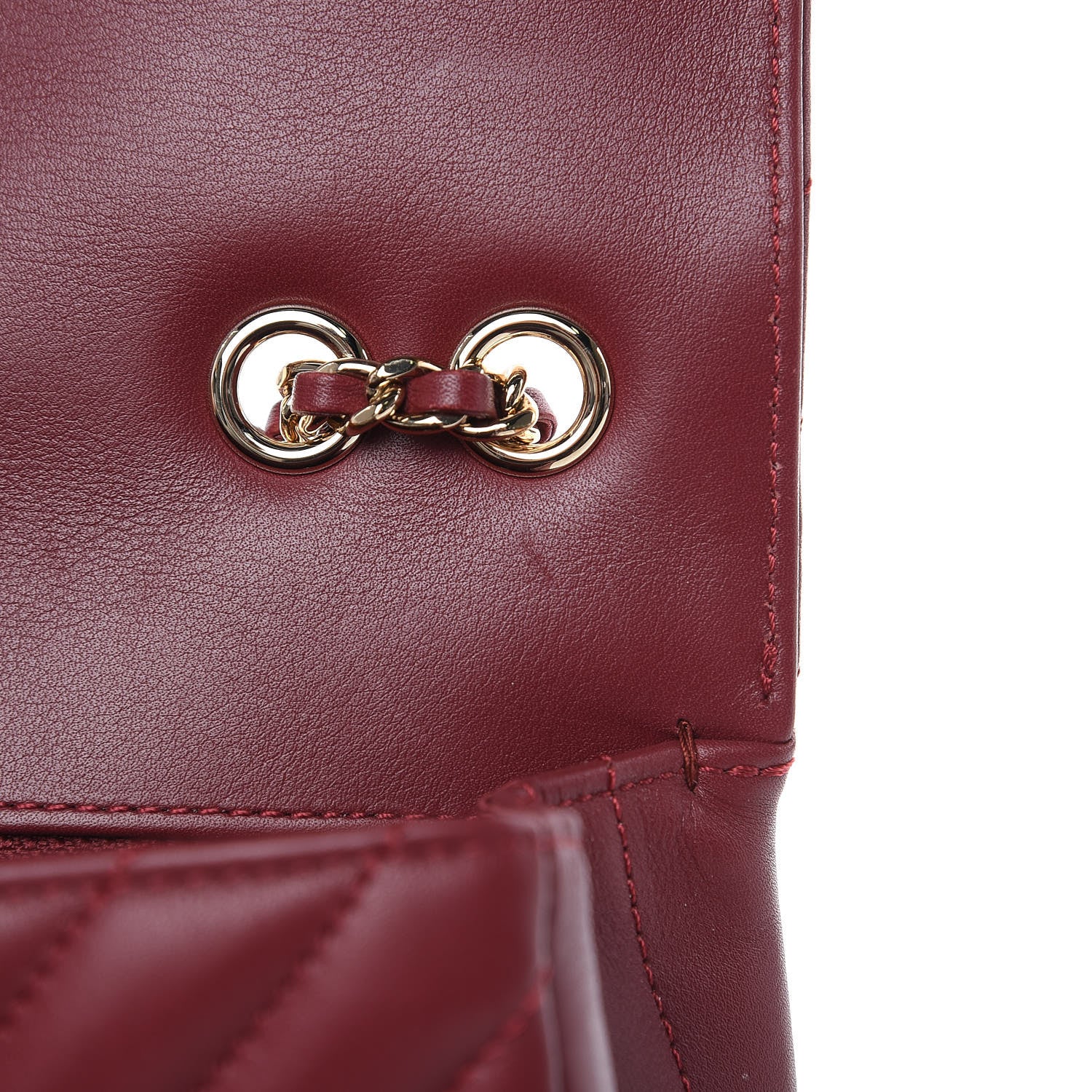 Chanel Calfskin Chevron Quilted Mini Statement Flap Burgundy 13 of 16