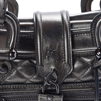 Burberry Metallic Calfskin Quilted Mini Manor Tote Pewter 11 of 11