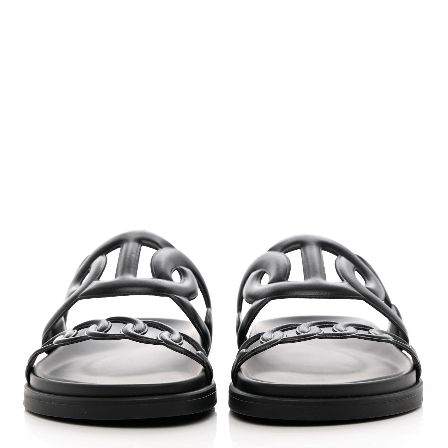 Hermes Nappa Womens Extra Sandals 38.5 Black 2 of 9
