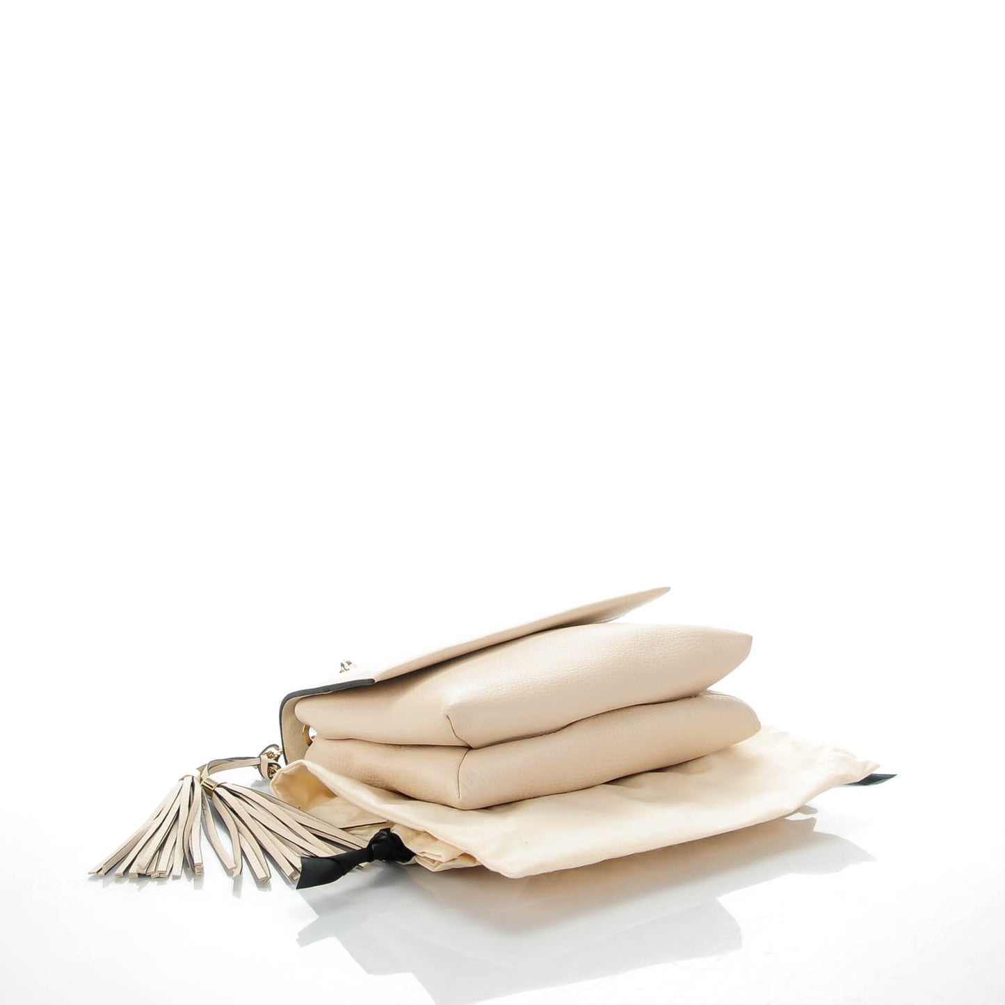 Grained Calfskin Mini Sugar Tassel Flap Shoulder Bag Ivory