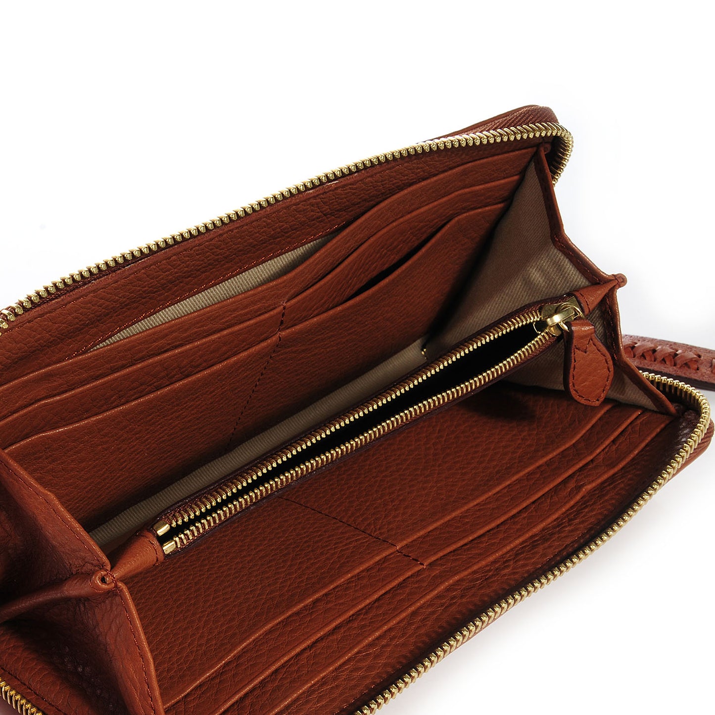 Pebbled Leather Effie Zip Around Long Wallet Oak