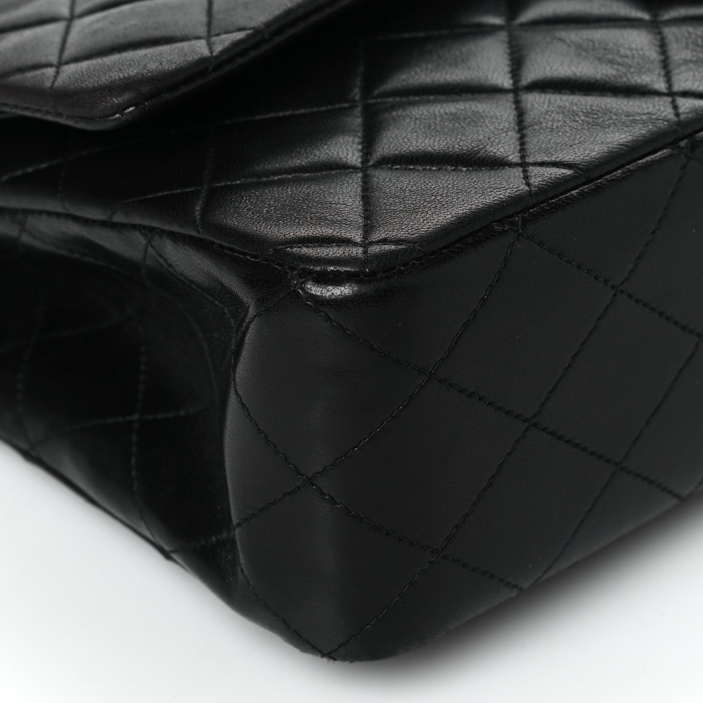 Lambskin Quilted Medium Double Flap Black