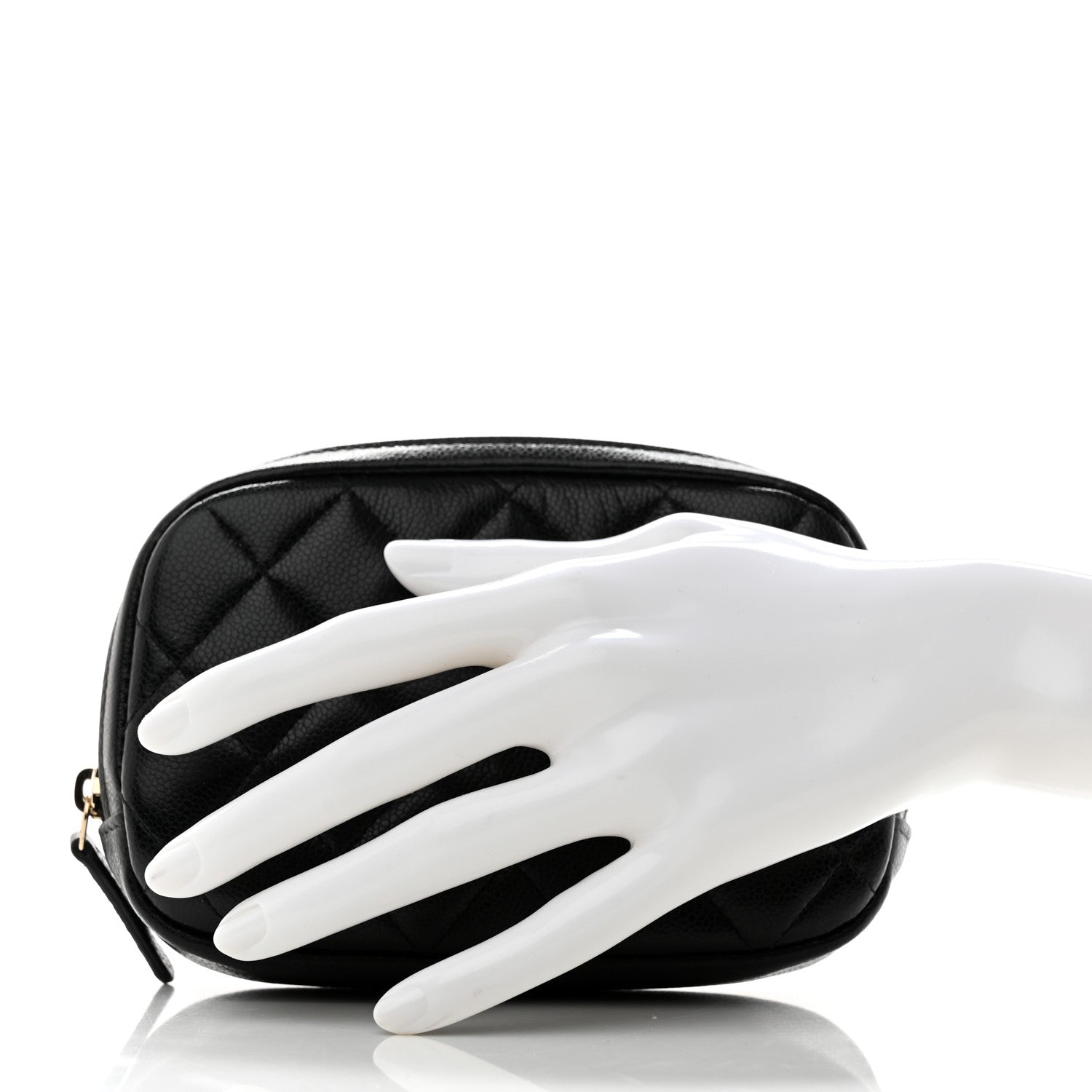 Chanel Caviar Quilted Small Curvy Pouch Cosmetic Case Black 2 of 8