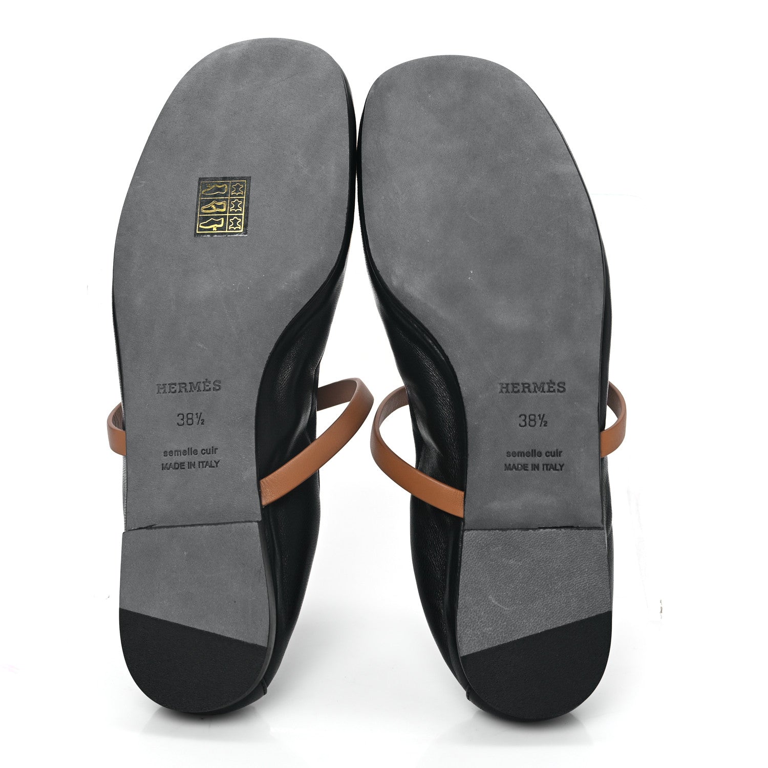 Hermes Nappa Jolly Ballet Flats 38.5 Black Naturel 5 of 8