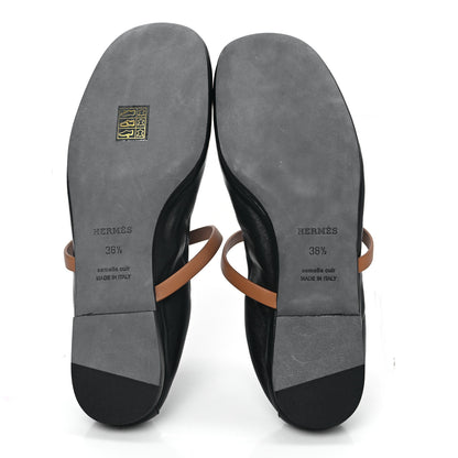Hermes Nappa Jolly Ballet Flats 38.5 Black Naturel 5 of 8