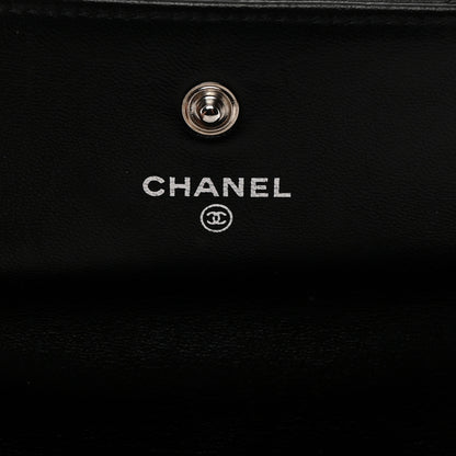Chanel Lambskin Quilted Long Gusset Flap Wallet Black 6 of 8