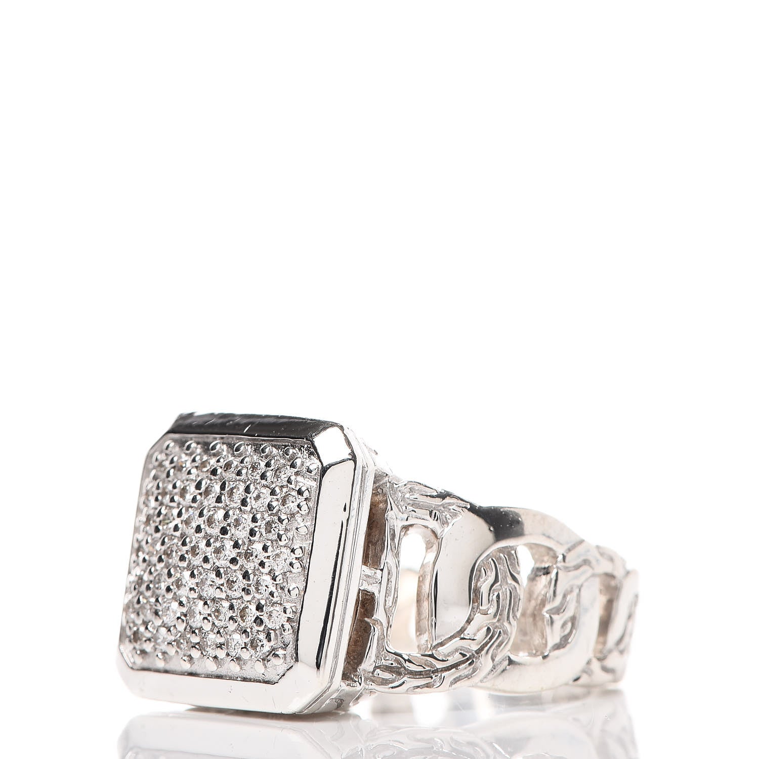 John Hardy Sterling Silver Diamond Classic Chain Square Ring 50 5.5 3 of 6