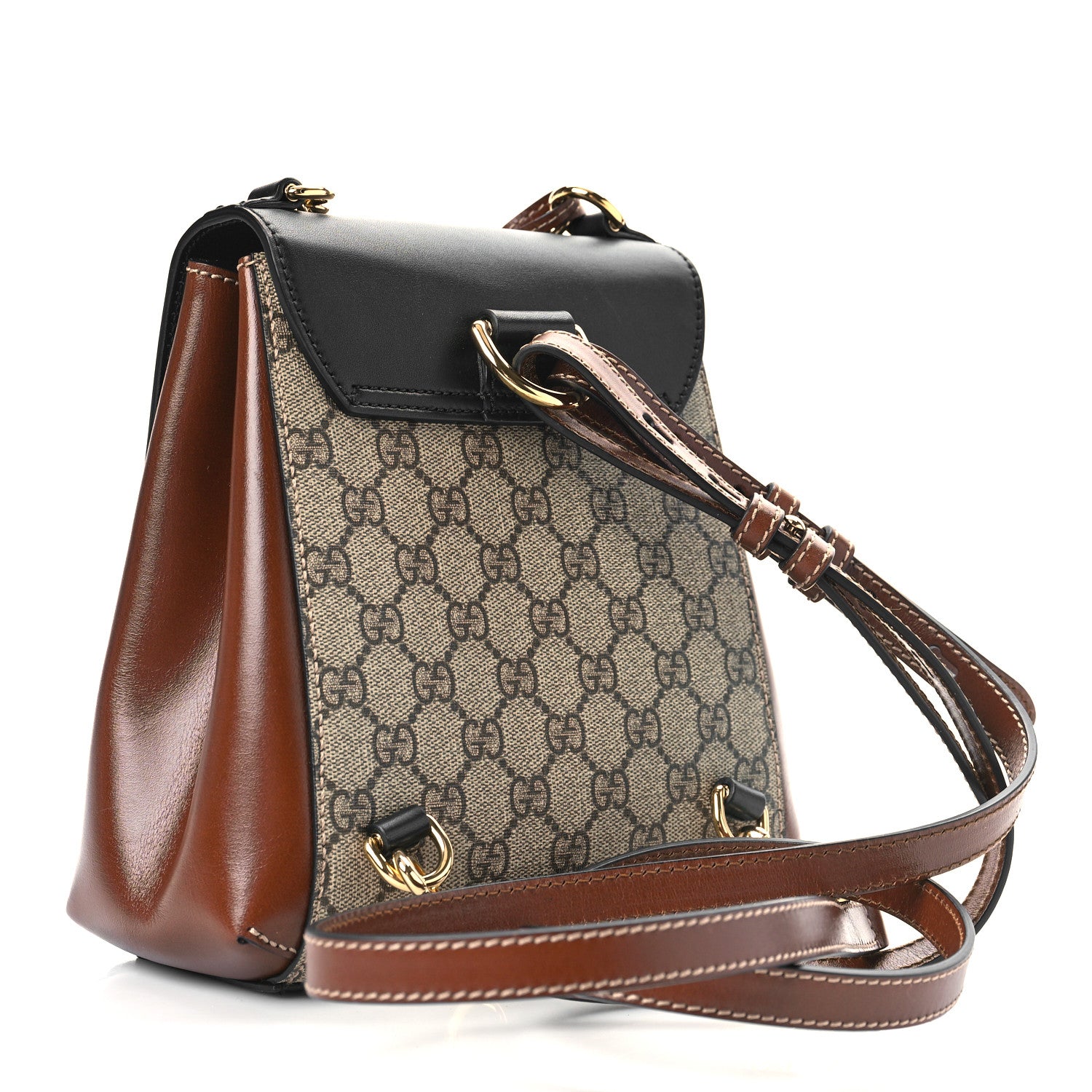 Gucci GG Supreme Monogram Calfskin Padlock Backpack Beige Cuir Black 3 of 9