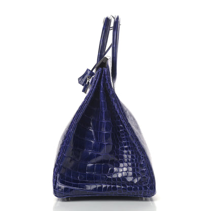 Hermes Shiny Porosus Crocodile Birkin 40 Bleu Electrique 9 of 9