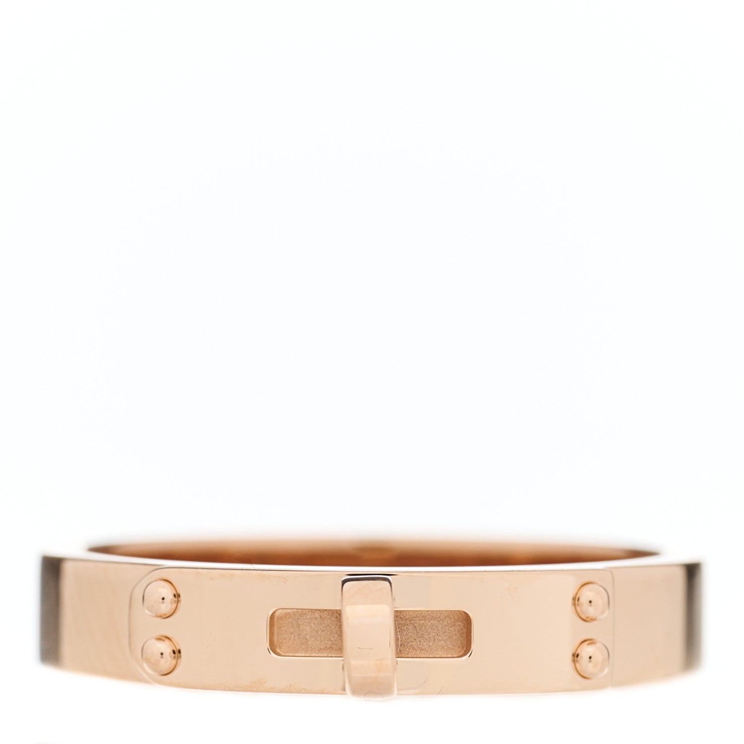 Hermes 18K Rose Gold Diamond TPM Kelly Ring 52 6 1 of 7