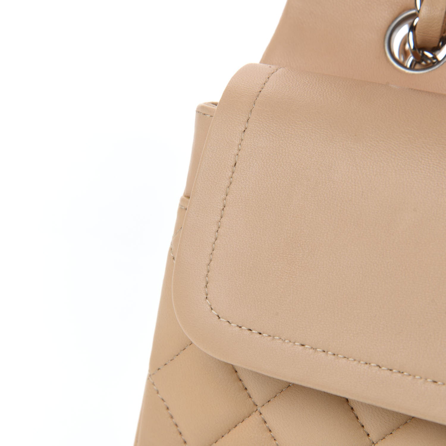 Chanel Lambskin Quilted Medium Double Flap Beige 9 of 12
