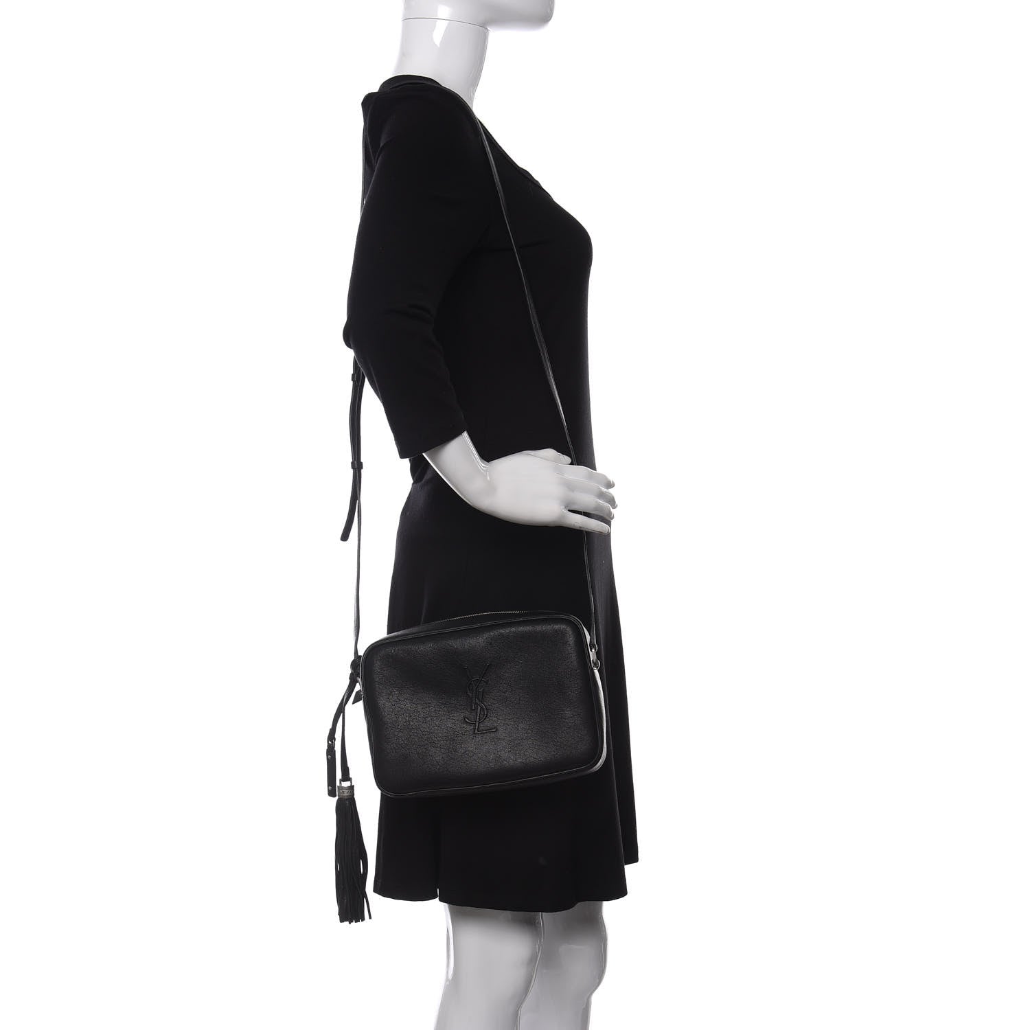 Saint Laurent Lambskin Monogram Small Lou Camera Bag Black 2 of 13