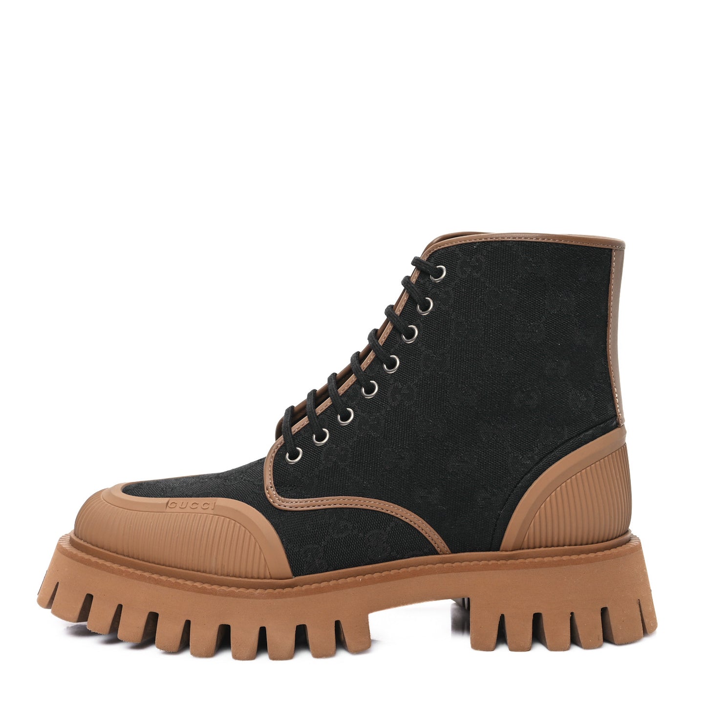Monogram Miro Soft Calfskin Mens Lace Up Combat Boots 8 Black Koi Beige
