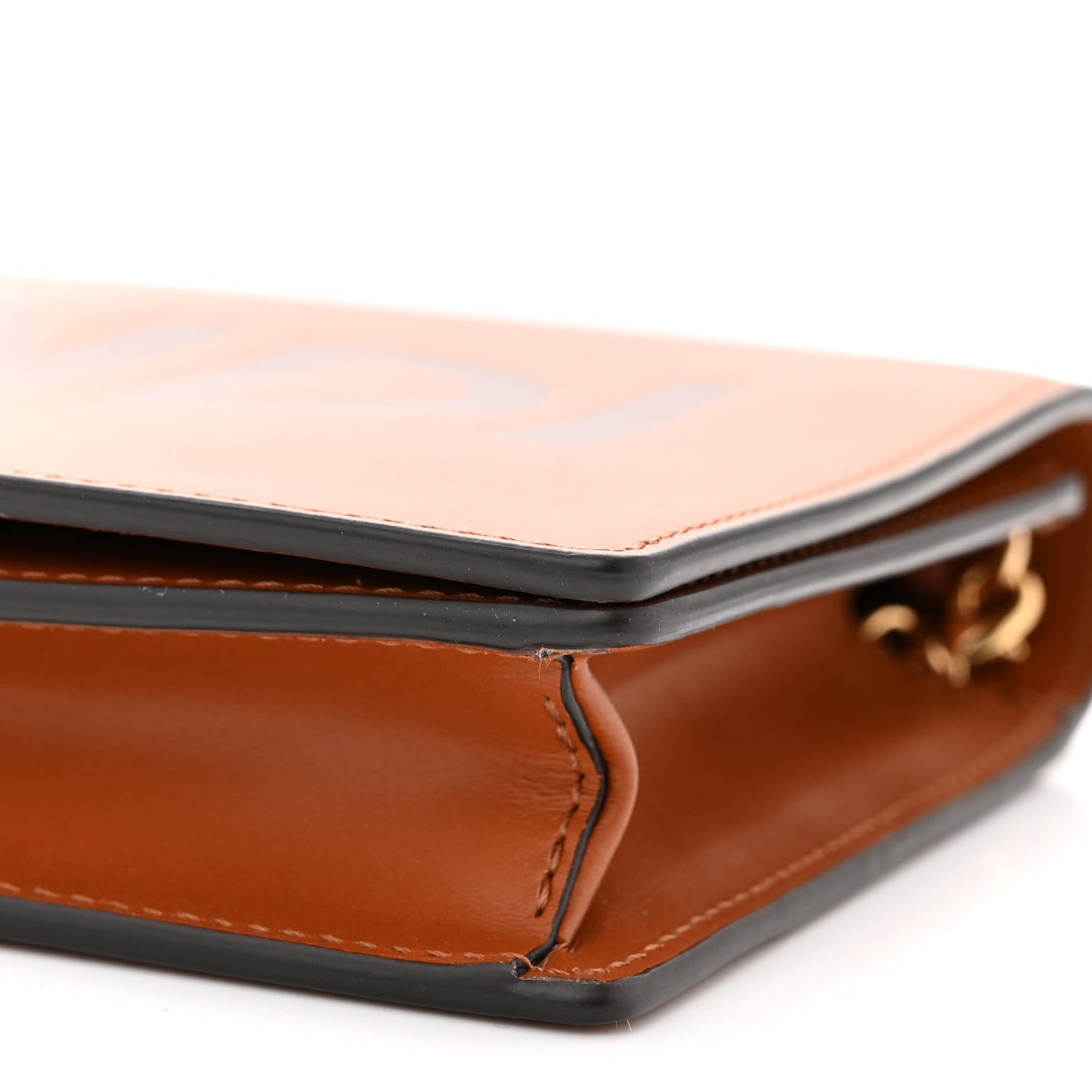 Vitello King Tamponato Logo Embossed Medium Wallet On Chain Cuoio