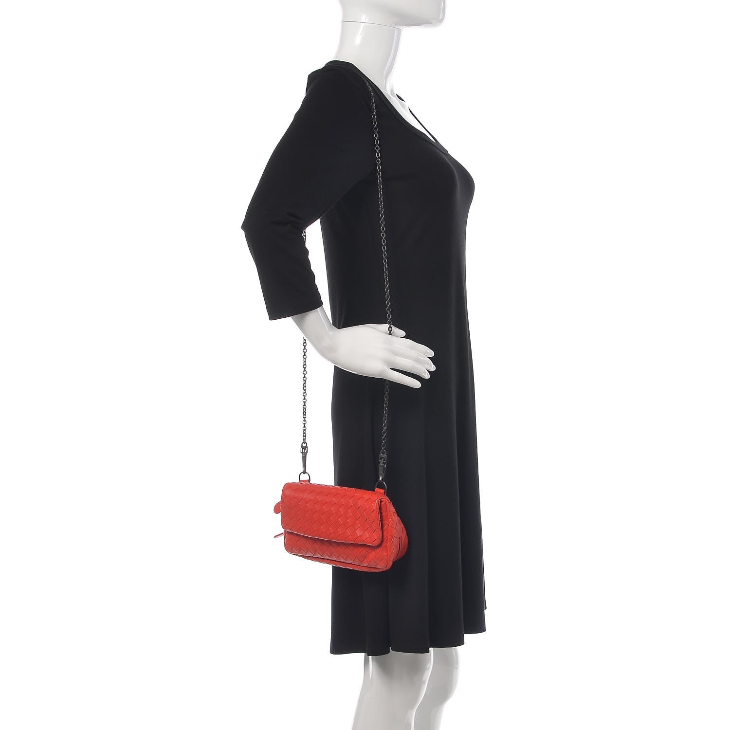 Bottega Veneta Nappa Intrecciato Mini Chain Messenger Red 2 of 10