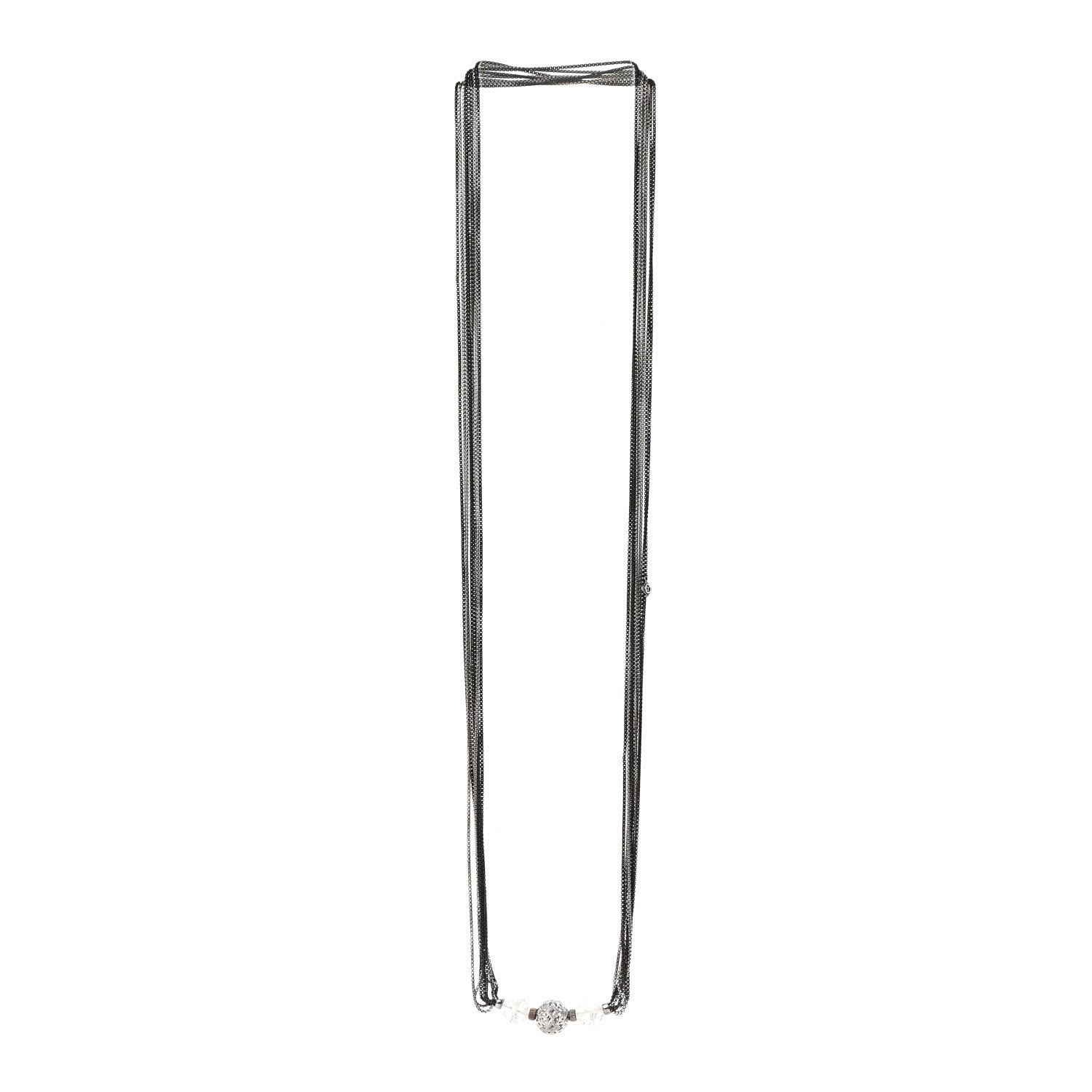David Yurman Sterling Silver Diamond Rock Crystal Quatrefoil Ball Multi Strand Necklace 3 of 5