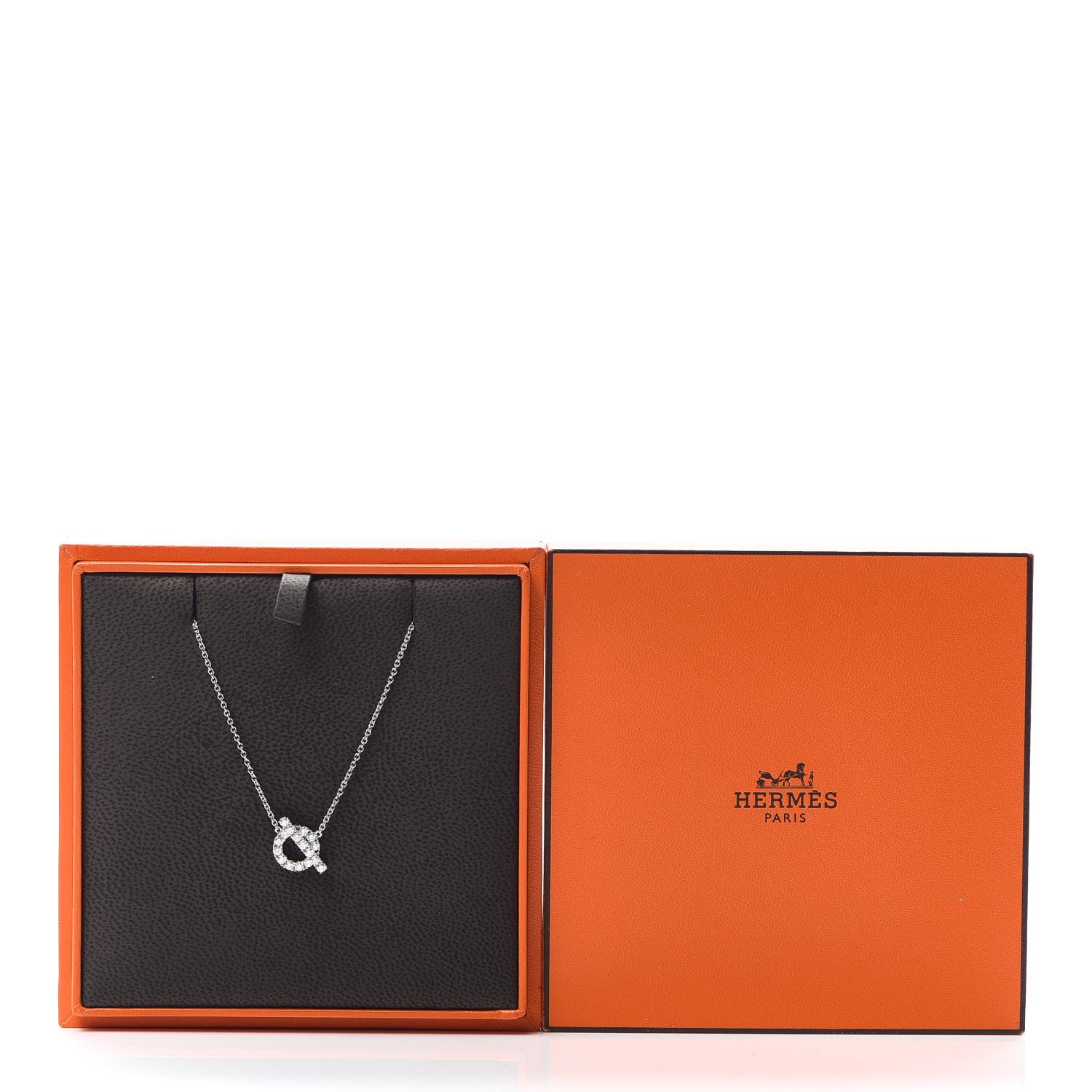 Hermes 18K White Gold Diamond Finesse Pendant Necklace 5 of 5