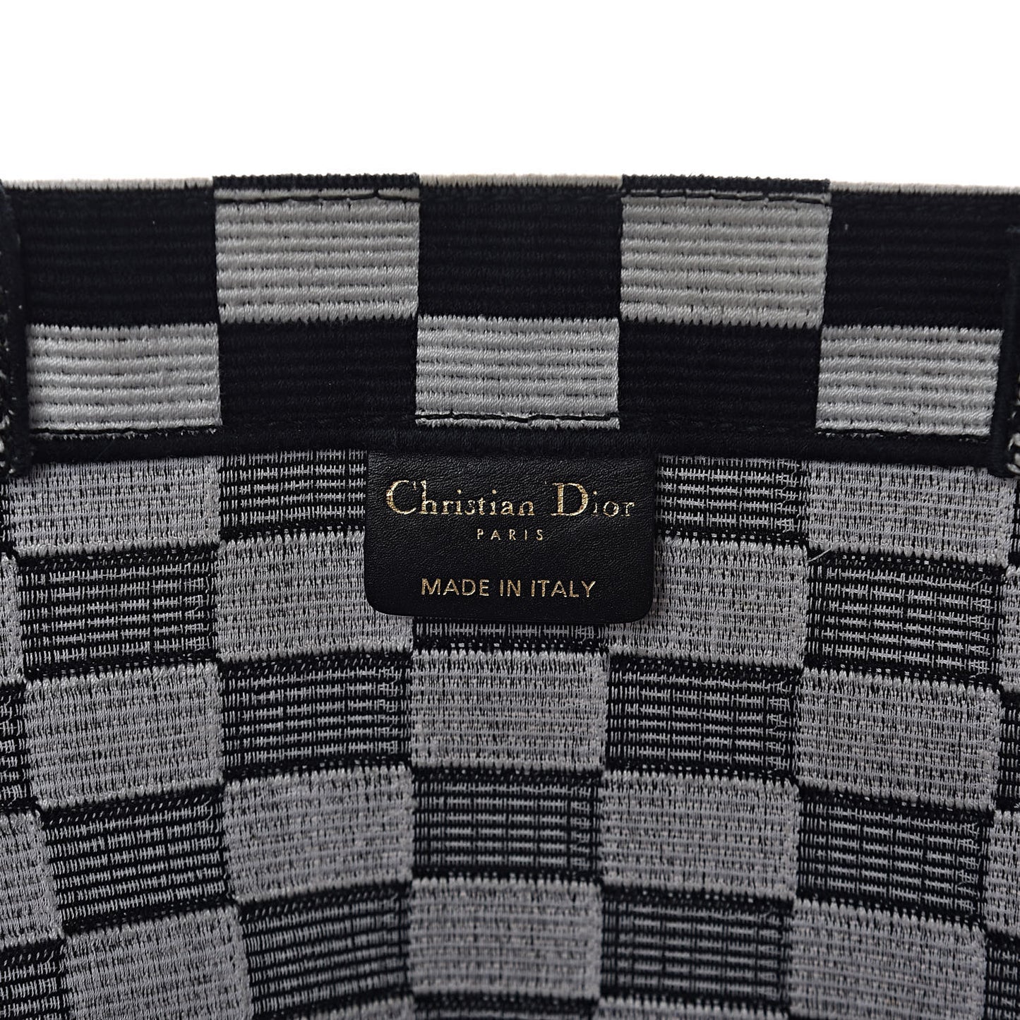 Canvas Embroidered Checkered Book Tote Black White