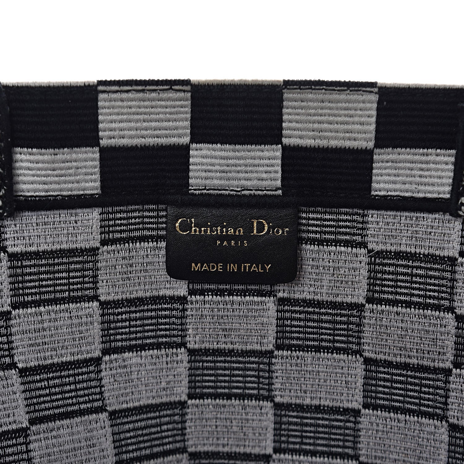 Christian Dior Canvas Embroidered Checkered Book Tote Black White 6 of 12