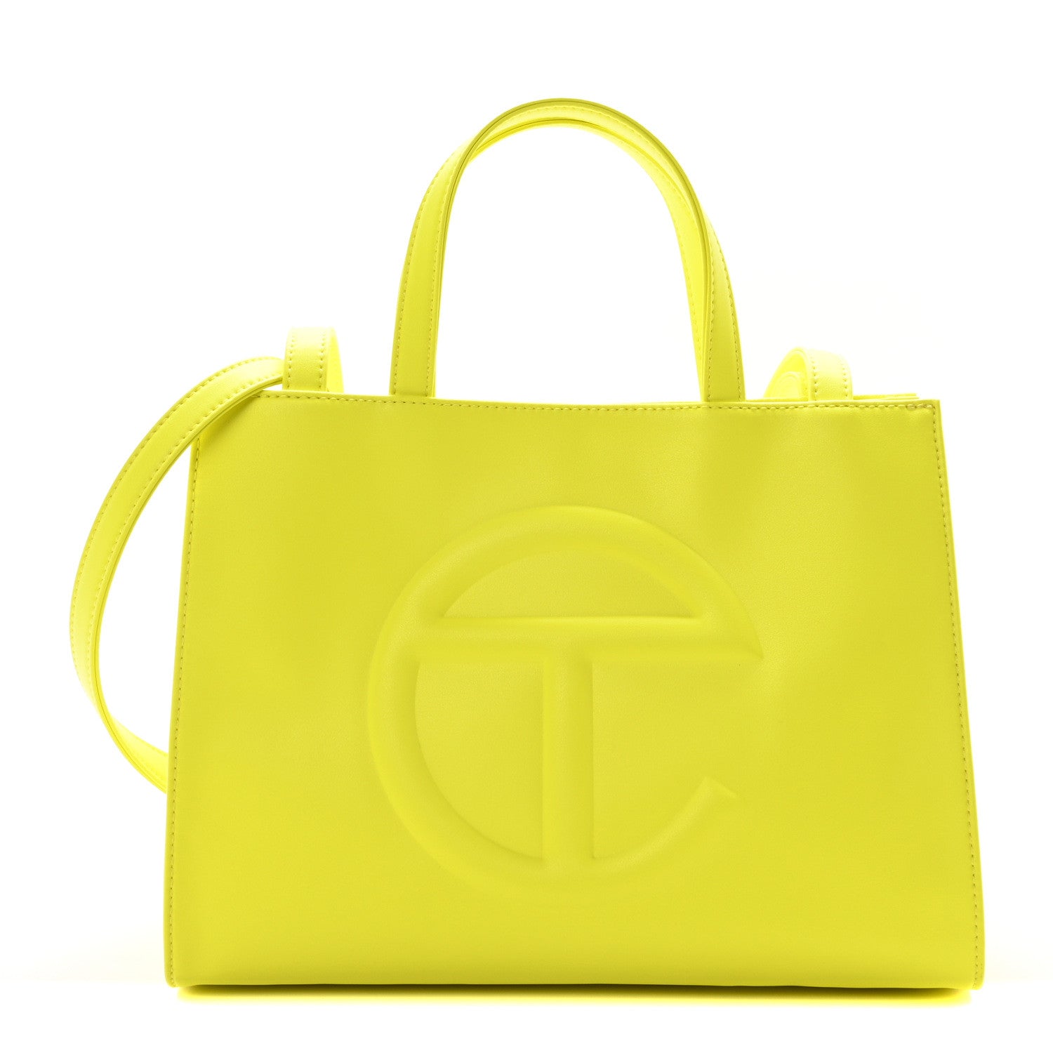 Telfar Vegan Leather Shmedium Shopping Bag Highlighter Yellow 1 of 10