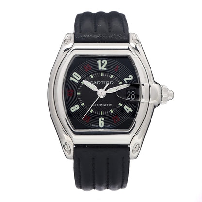 Cartier Stainless Steel Calfskin 37mm Las Vegas Roadster Automatic Watch Black 1 of 6