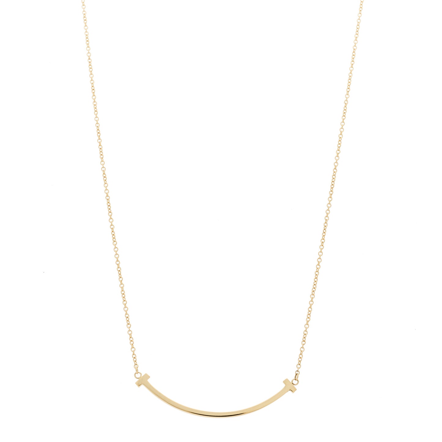 18K Yellow Gold Small T Smile Pendant Necklace