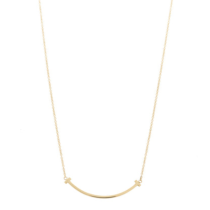 Tiffany 18K Yellow Gold Small T Smile Pendant Necklace 1 of 5