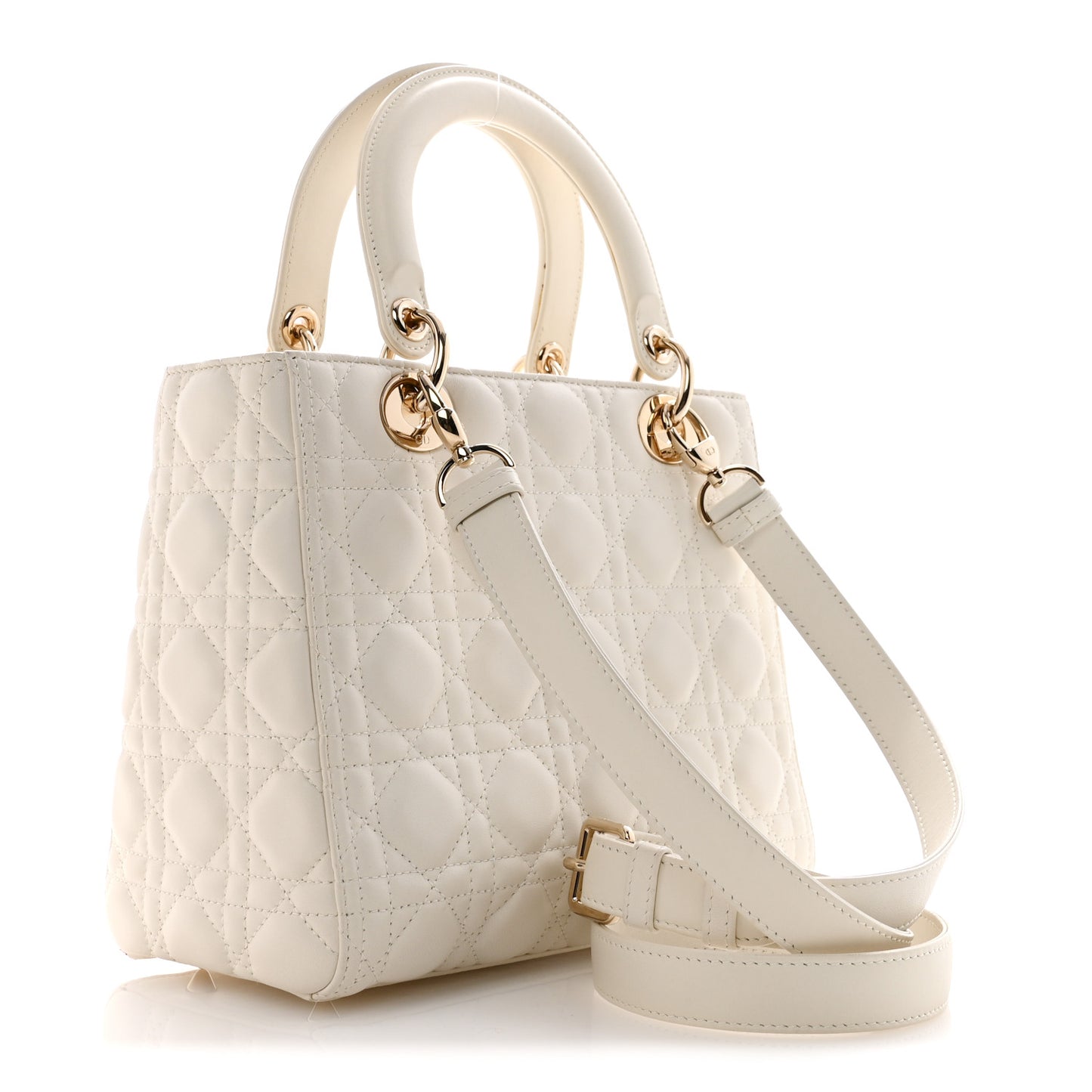 Lambskin Cannage Medium Lady Dior White