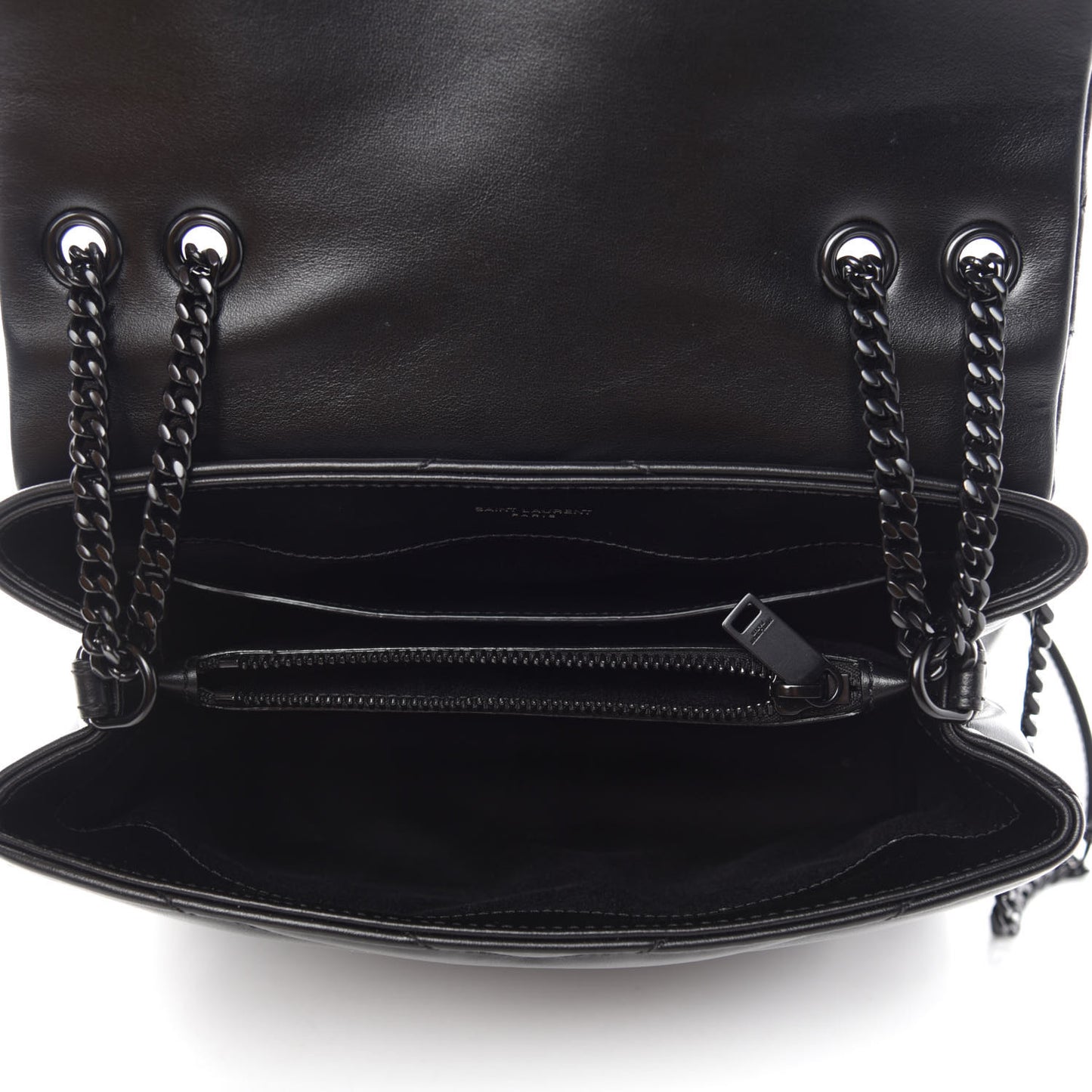 Calfskin Y Quilted Monogram Small Loulou Chain Satchel Black