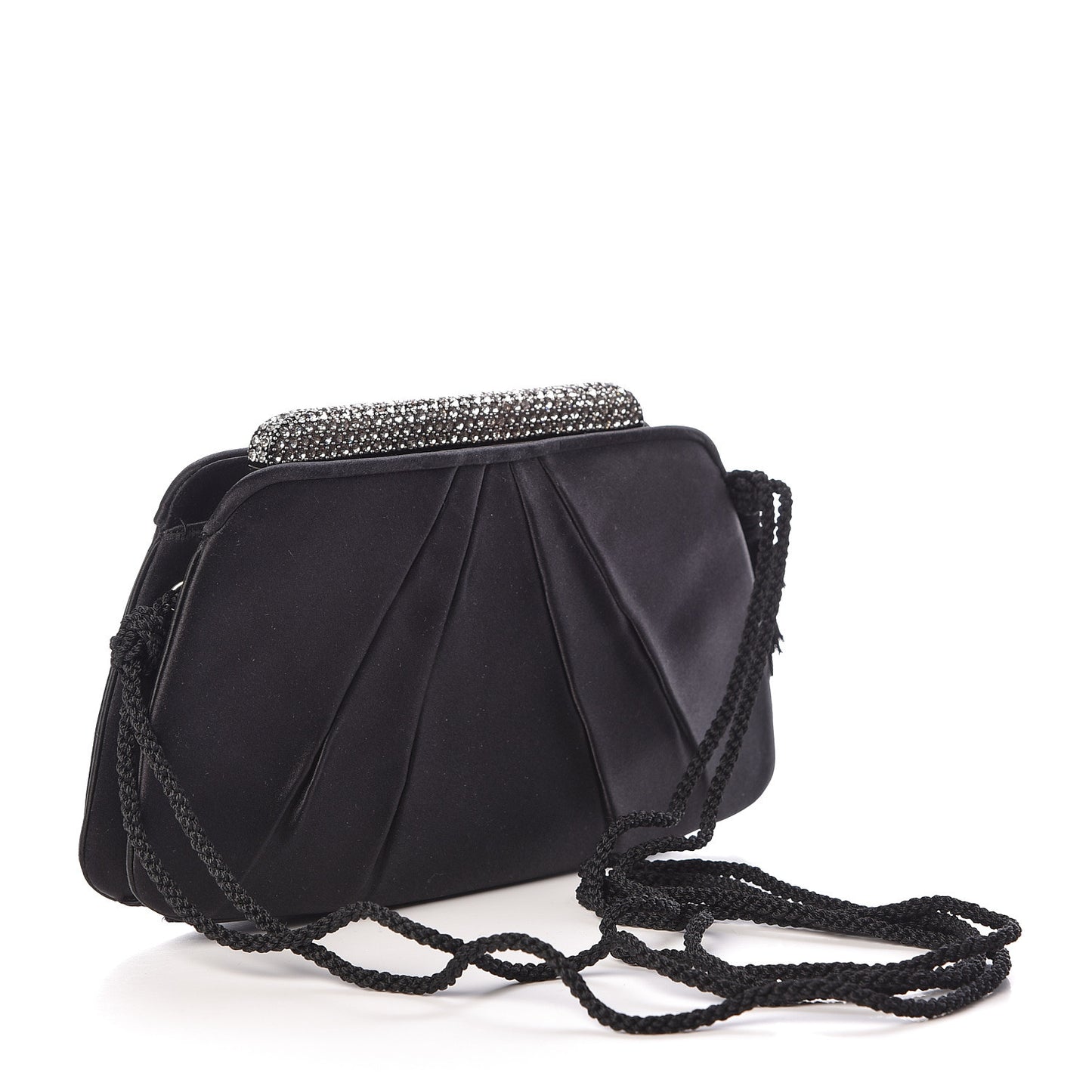 Satin Crystal Evening Bag Black