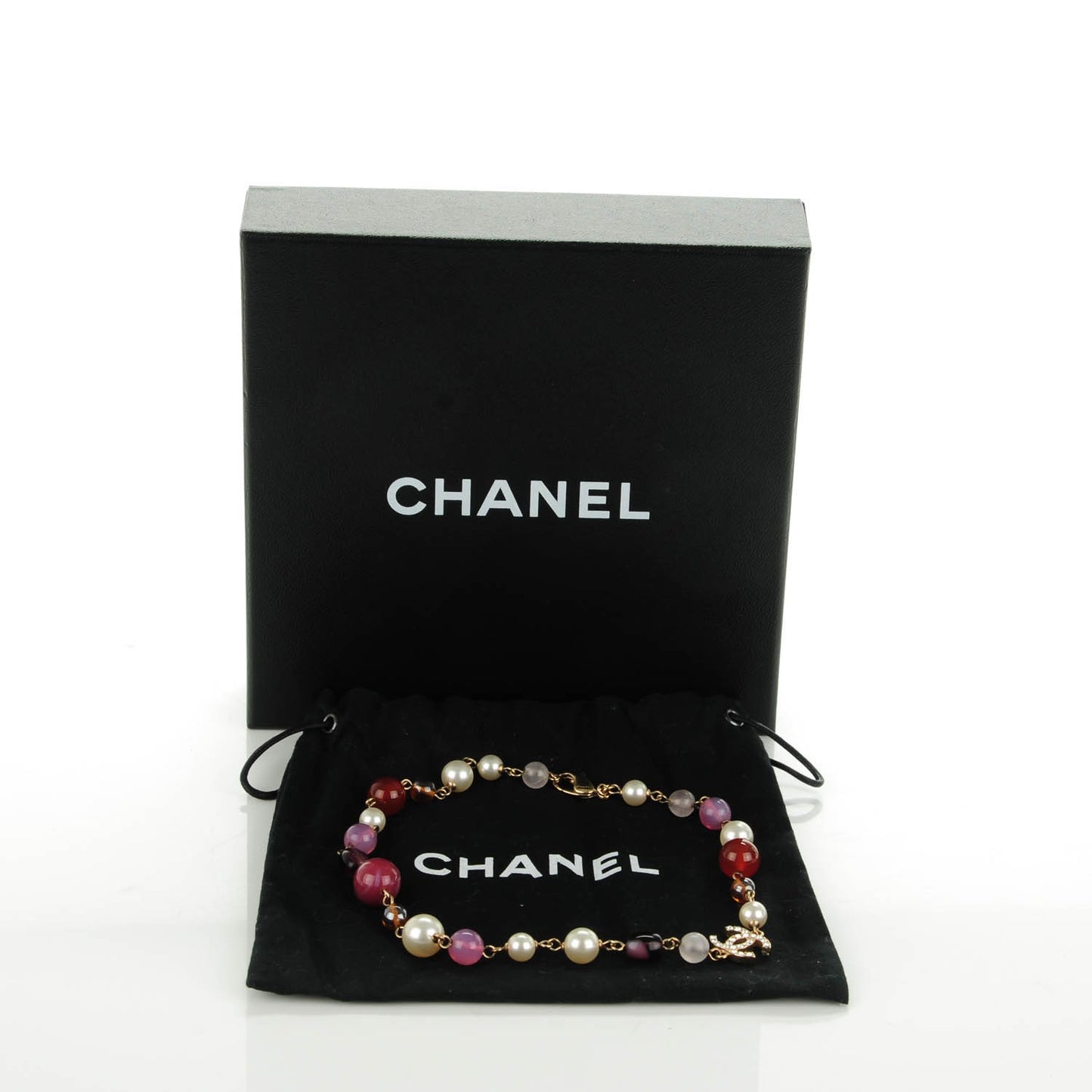Crystal Pearl Bead CC Choker Necklace Gold Multicolor