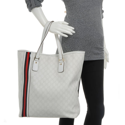 Gucci GG Plus Monogram Joy Shopper Stripe Tote White 2 of 8