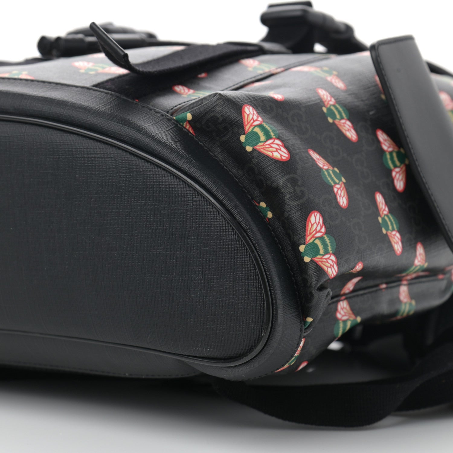 Gucci Soft GG Supreme Monogram Bee Multicolor Appia Calfskin Double Buckle Backpack Black Multicolor 10 of 11