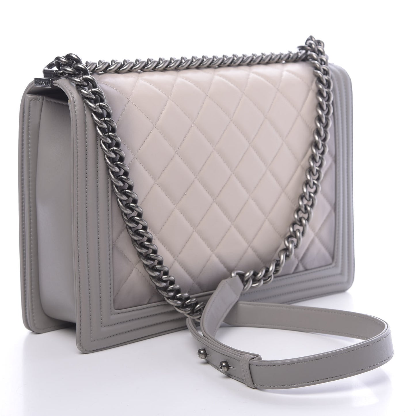 Calfskin Ombre Quilted Large Boy Flap Grey Beige