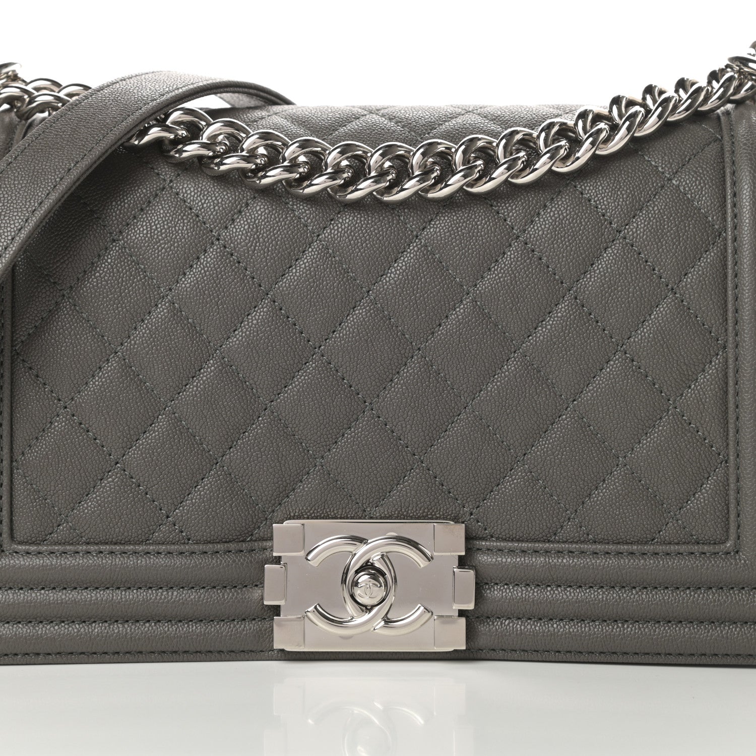 Chanel Caviar Quilted Medium Boy Flap Grey 8 of 13
